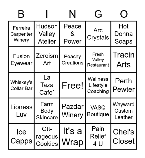 Christmas in July Bingo Card