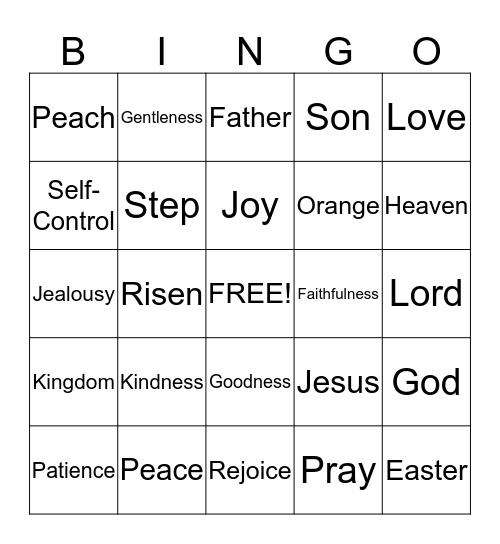 The Fruit of the Spirit Bingo Card