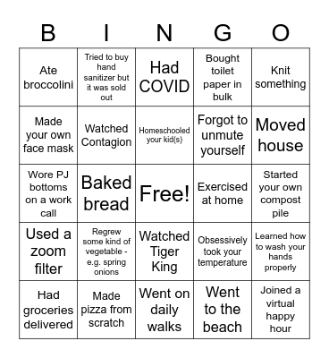 COVID BINGO Card