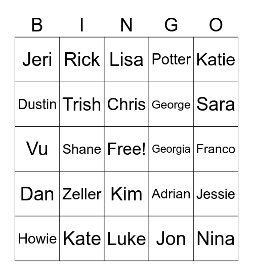 Is Jim in today? Bingo Card