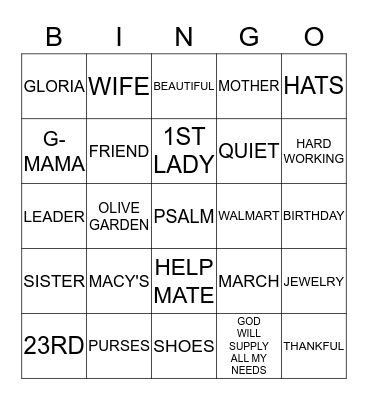 Birthday Bingo Card