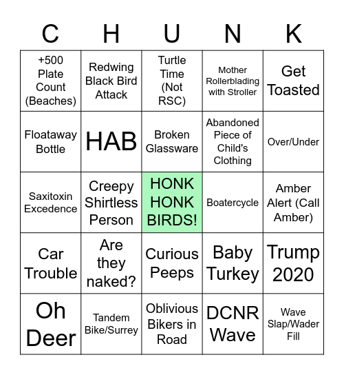 RSC CHUNK Bingo Card
