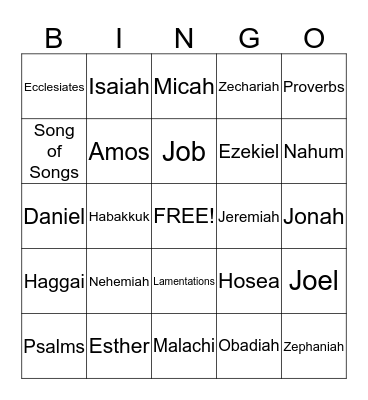 Old Testament Bingo Card