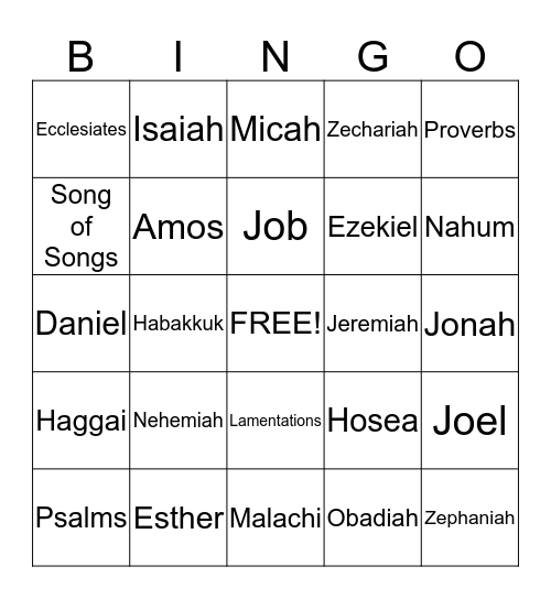 Old Testament Bingo Card