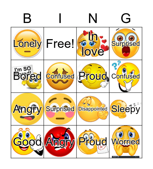 Feelings Bingo Card