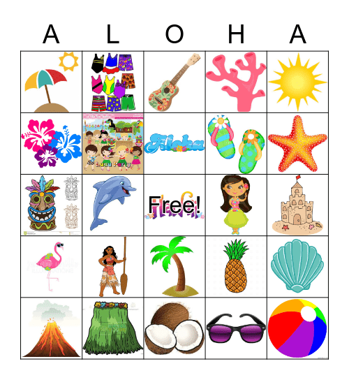 Luau Bingo Card