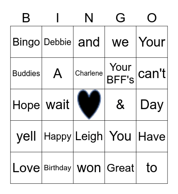 Charlene's Birthday Bash Bingo Card