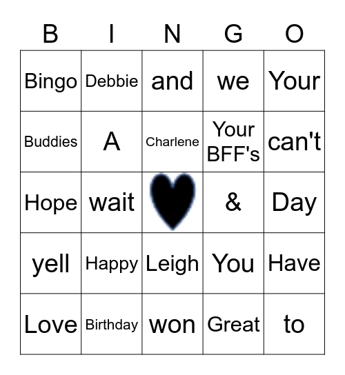 Charlene's Birthday Bash Bingo Card