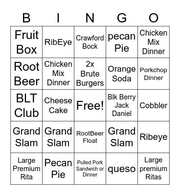 King of the Hill Bingo Card