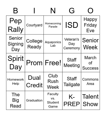 Bulldog Bingo Card