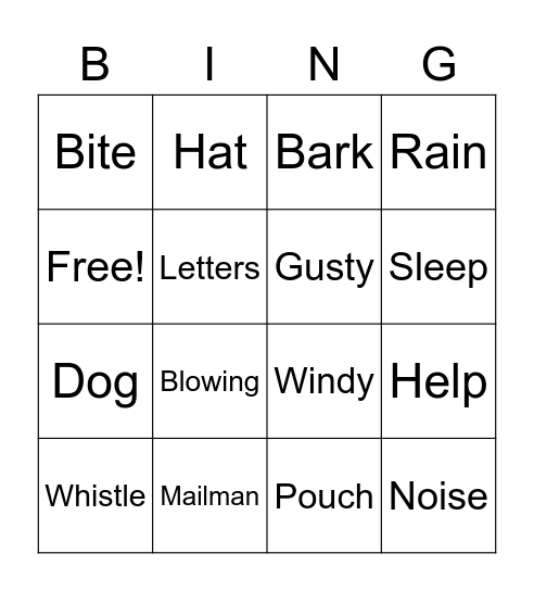 Mailman Bingo Card