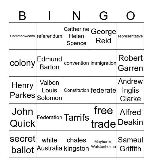 heidi's federation bingo Card