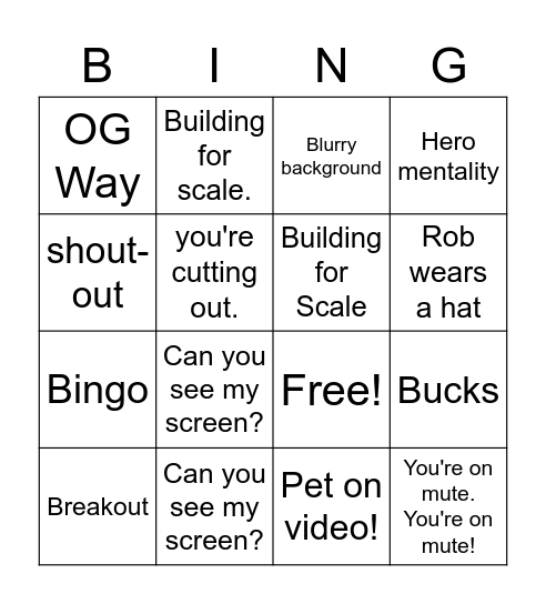 Technical Implementations Bingo Card