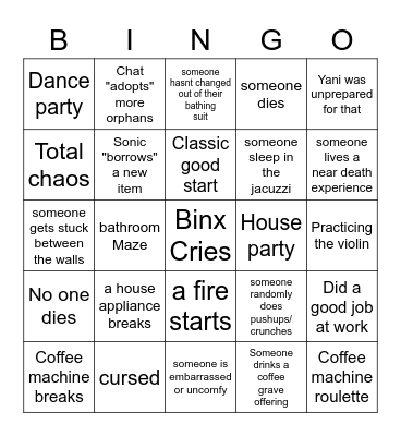 YaniWoof Sims4 Bingo Card
