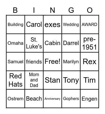 Fun with Photos Bingo Card