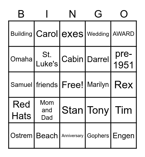 Fun with Photos Bingo Card