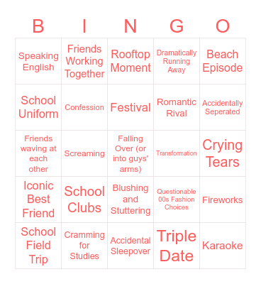 Slice of Life Bingo (Lovely Complex) Bingo Card