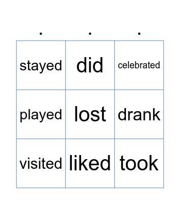 Simple past verbs Bingo Card