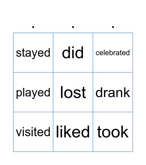 Simple past verbs Bingo Card