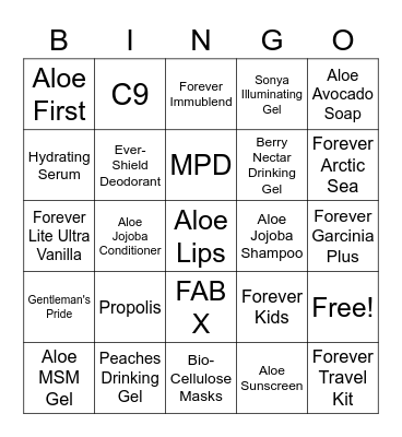 Aloe Bingo Card