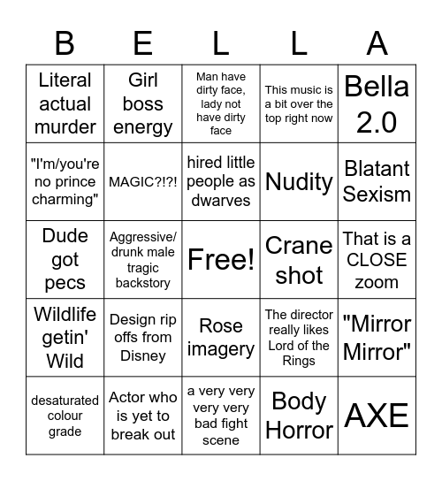 Bella and the Hunt man Bingo Card