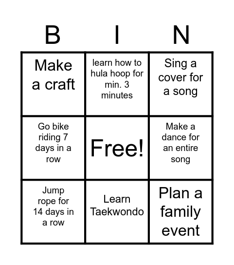 Peace's Fun-tastic Summer Bingo Card