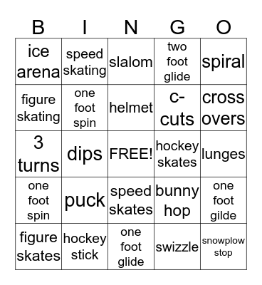 Ice Skating Birthday Bingo Card