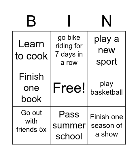 Jeremiah's Fun-tastic Summer Bingo Card