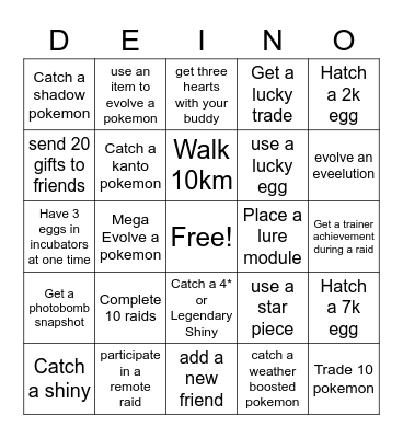 Pokemon GoFest 2021 Bingo Card