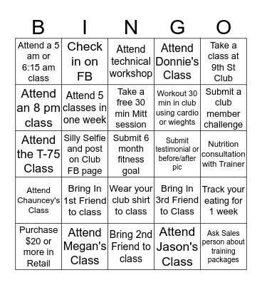 Arrowhead TITLE Boxing Club Bingo Card