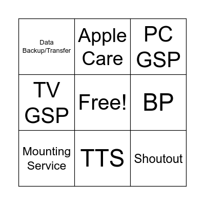 Best Buy 3-7-0 Bingo Card