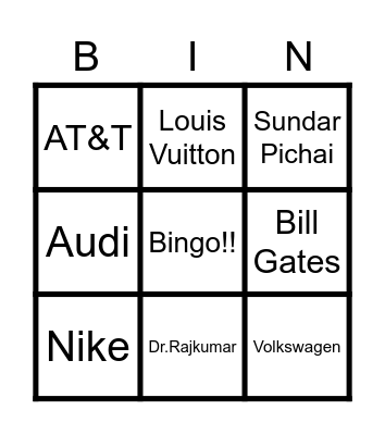 Guess the picture Bingo Card