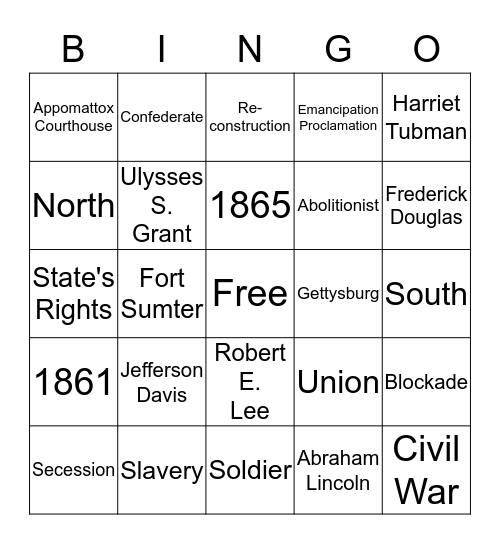 Historical Bingo Card