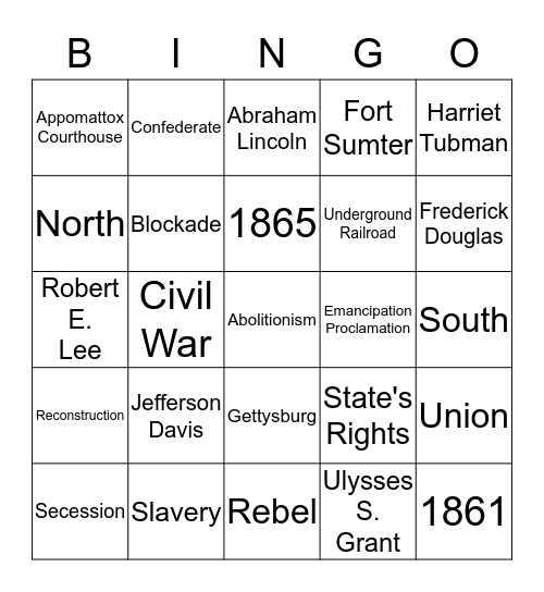 HISTORICAL BINGO Card