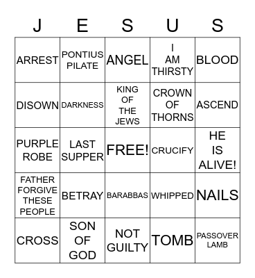 HE DIED FOR US Bingo Card