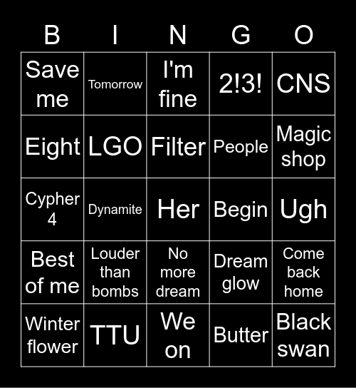 @seokjinnieszs Bingo Card