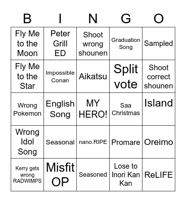 AMQ Bingo Card