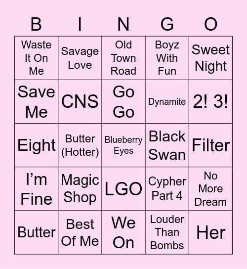 OceanOfPurple Bingo Card