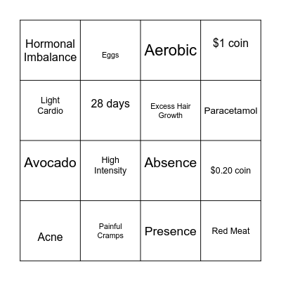 Health Education - Adolescents Bingo Card