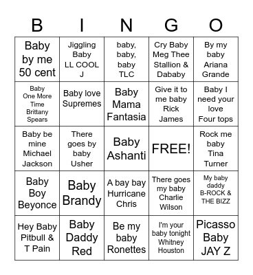 Baby Bingo Card