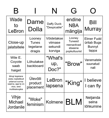Space Jam: A New Legacy BINGO Card