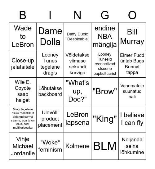 Space Jam: A New Legacy BINGO Card