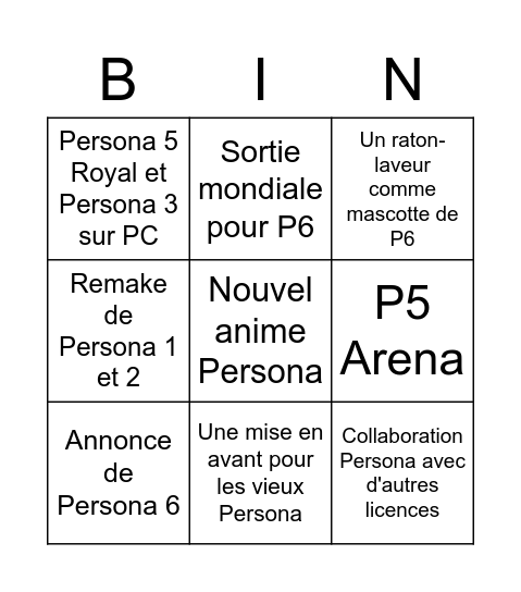 Bingo Card