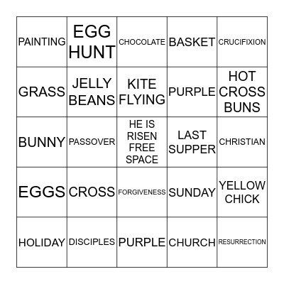 EASTER 2015 Bingo Card