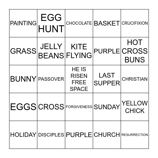 EASTER 2015 Bingo Card