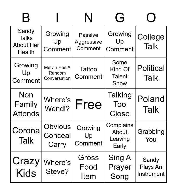 family reunion bingo card template