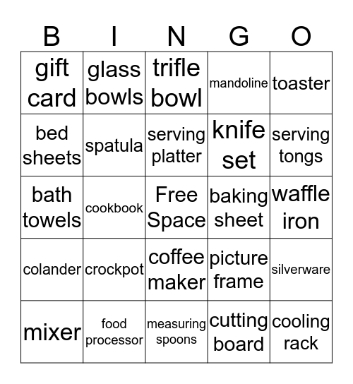 Kelsey's Bridal Shower Bingo Card