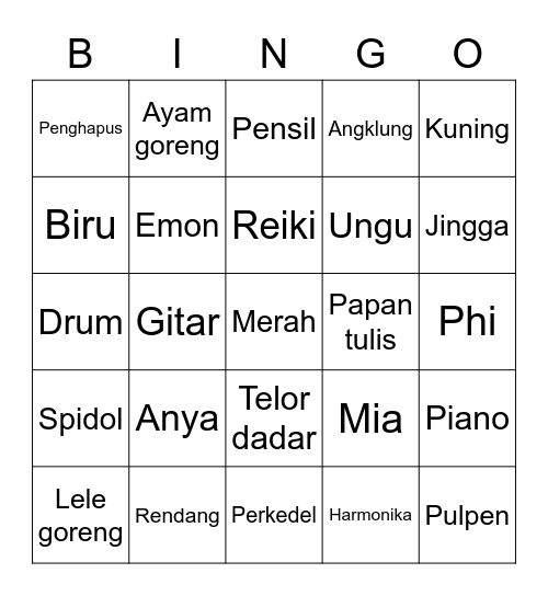 Bingo punya Anya Bingo Card