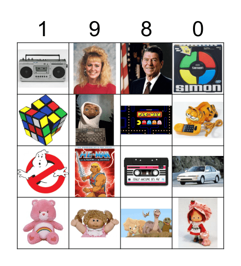1980s Bingo! Bingo Card