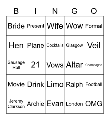 Gwen is getting married!!! Bingo Card